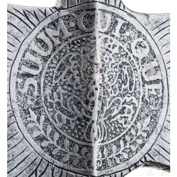 An etched halberd head of the Swiss Guard of Friedrich III, Elector of Brandenburg and King in Prussia (1657 - 1713)