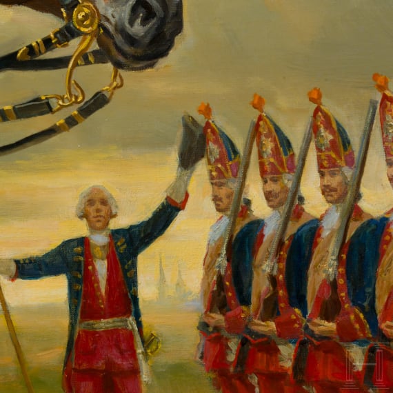 Painting &ldquo;King Friedrich Wilhelm I on horseback at the parade of his Potsdam Giant Guard&rdquo;
