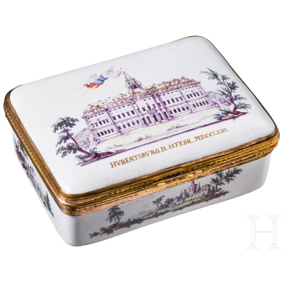 A rare snuffbox commemorating the Peace of Hubertusburg on 15 February 1763