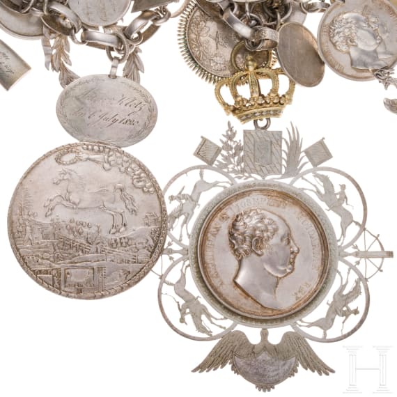 A silver Marksman King's chain for a Munich crossbow shooting society champion (Balestersch&uuml;tzen), circa 1820-70