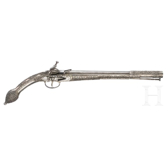 A silver mounted Montenegro Miquelet-pistol, ca. 1820
