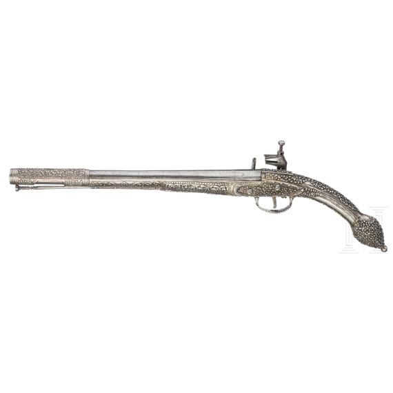 A silver mounted Montenegro Miquelet-pistol, ca. 1820