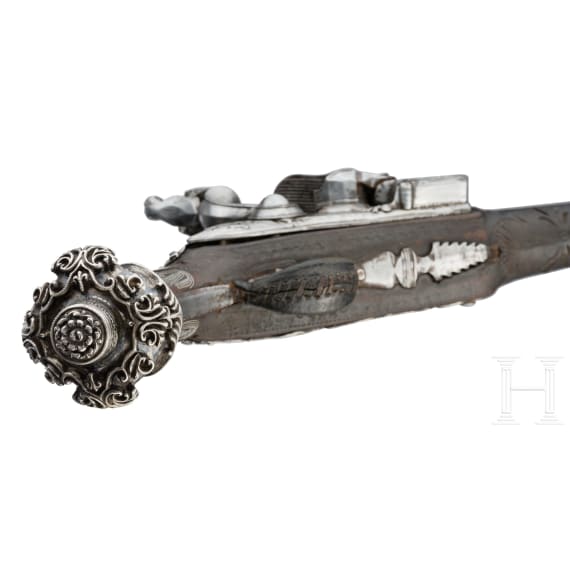 A pair of silver-mounted Balkan Turkish flintlock pistols, circa 1830