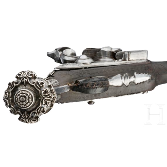 A pair of silver-mounted Balkan Turkish flintlock pistols, circa 1830