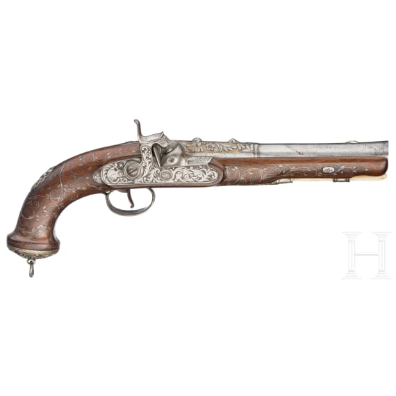 An Ottoman percussion pistol with blunderbuss barrel, circa 1840