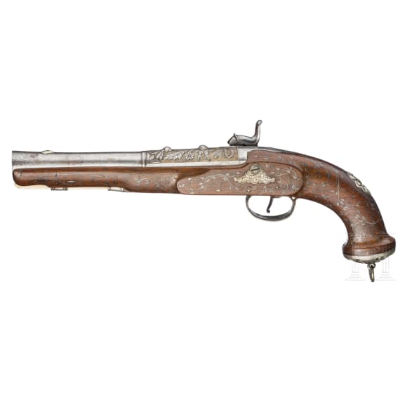 An Ottoman percussion pistol with blunderbuss barrel, circa 1840