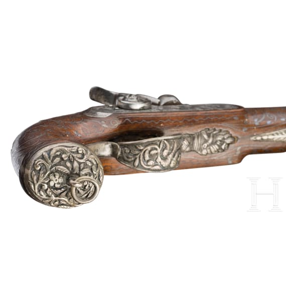 An Ottoman percussion pistol with blunderbuss barrel, circa 1840