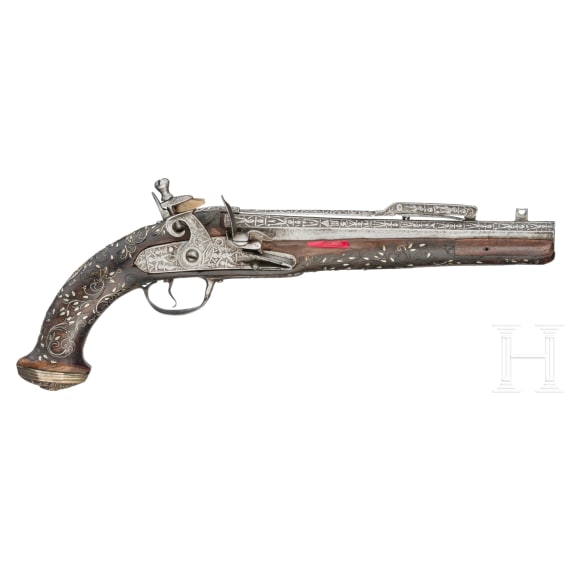 An Ottoman percussion pistol with bayonet, circa 1850