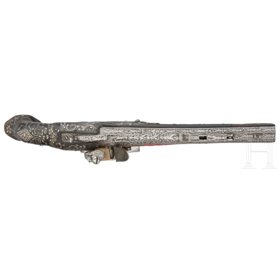 An Ottoman percussion pistol with bayonet, circa 1850