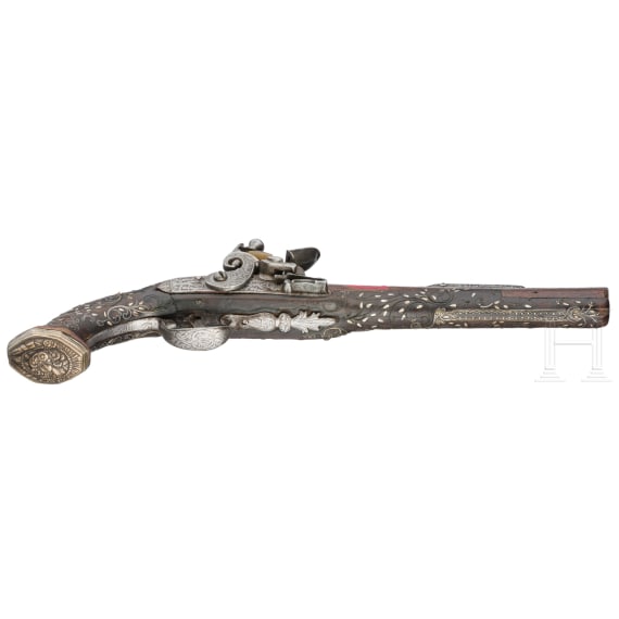 An Ottoman percussion pistol with bayonet, circa 1850