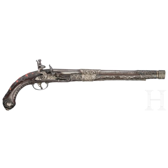 A flintlock pistol with coral inlays, Algeria, circa 1830