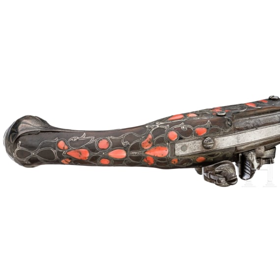 A flintlock pistol with coral inlays, Algeria, circa 1830