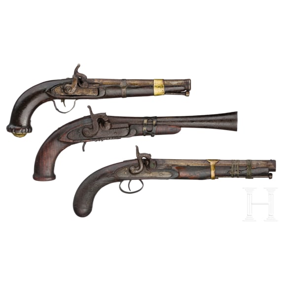 Three oriental percussion pistols, second half of the 19th century.