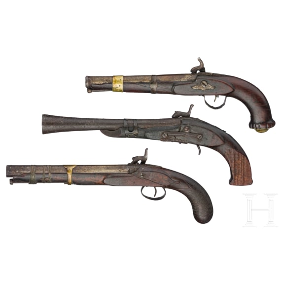 Three oriental percussion pistols, second half of the 19th century.