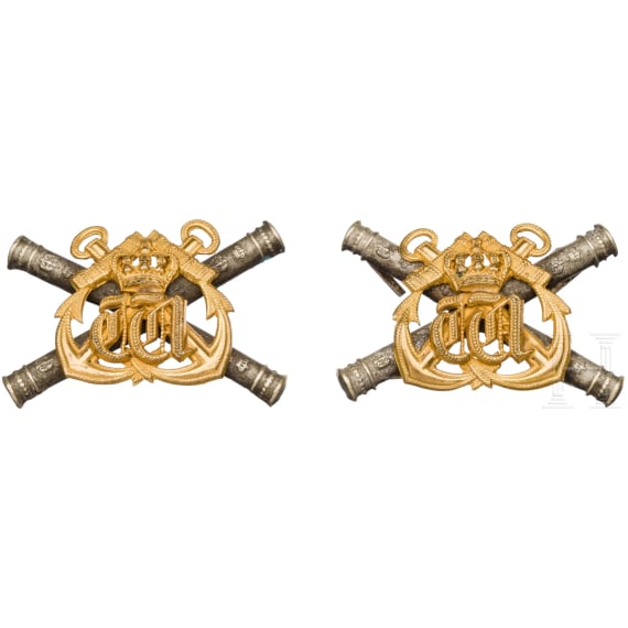 Emperor Wilhelm II - metal platings for epaulettes as Commander as well as Adjutant of Wilhelm I