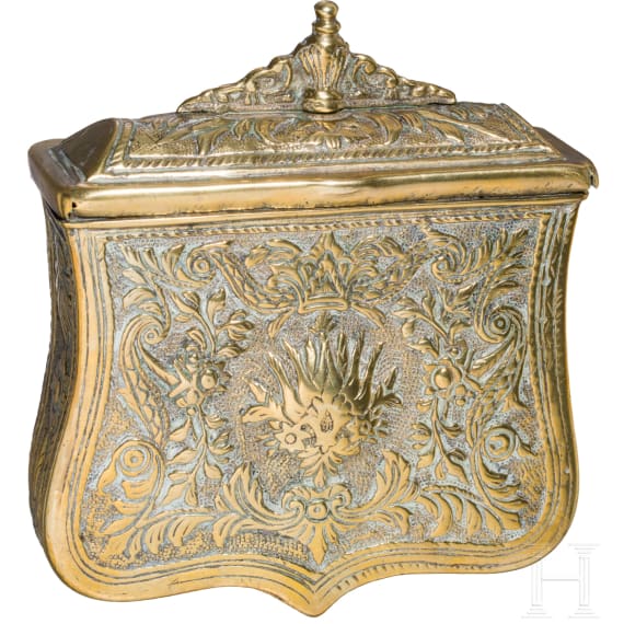 A brass cartridge box, Balkan Turkish, ca. 1800