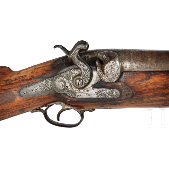 An unusual Indian wall gun or ship's cannon with a percussion lock, Jhalawar (Rajasthan), dated 1872