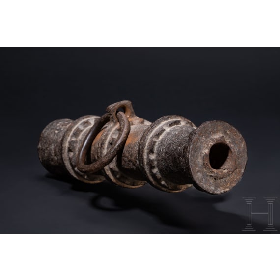 A North Italian wrought iron light canon barrel, 15th century