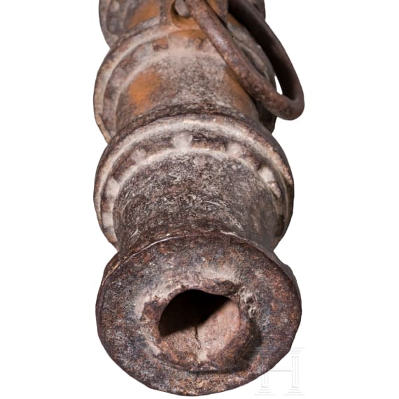 A North Italian wrought iron light canon barrel, 15th century