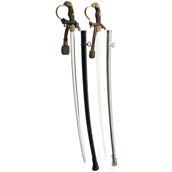 Two lion's head sabres for officers, from 1905 onwards