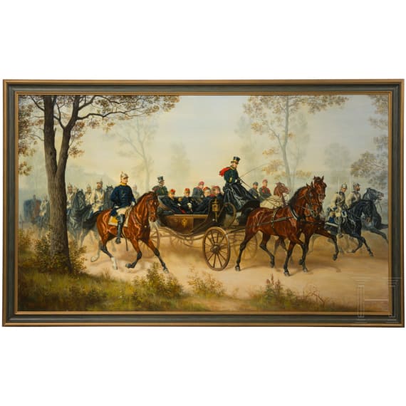 Painting &ldquo;Napoleon III and Bismarck on their way to Paris&rdquo; after Wilhelm Camphausen