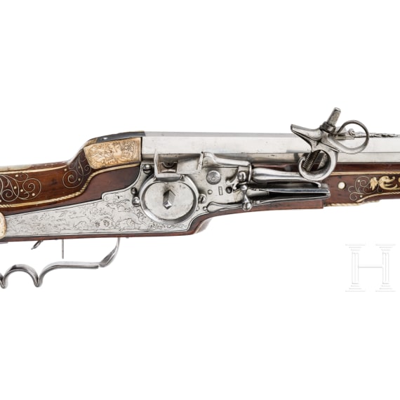 A heavy bone-inlaid wheellock rifle, Nuremberg, circa 1620