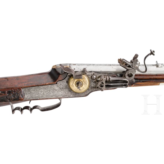 A German wheellock rifle by Pierre in &Ouml;tting, circa 1650