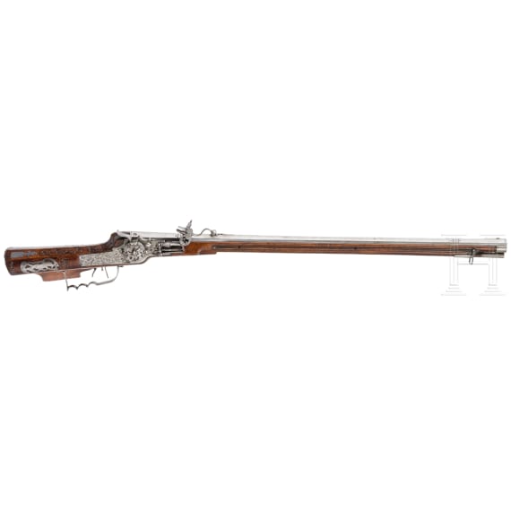 A North Bavarian wheellock rifle, dated 1674