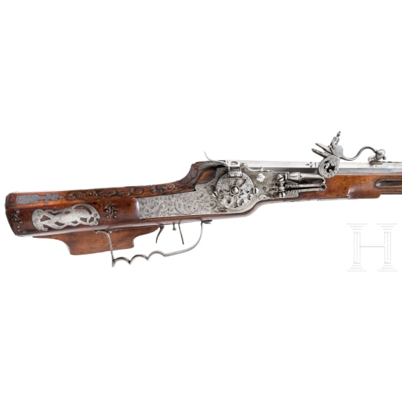 A North Bavarian wheellock rifle, dated 1674