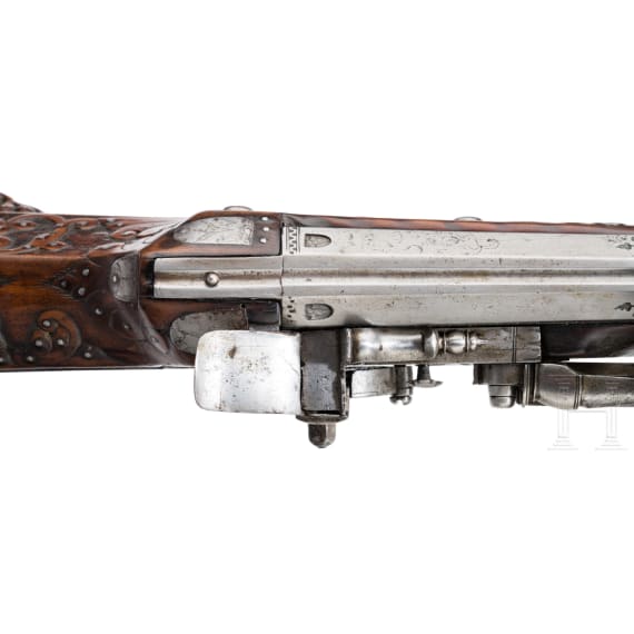 A North Bavarian wheellock rifle, dated 1674