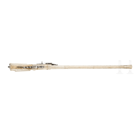 A wheellock hunting rifle with richly engraved, presumably later ivory-veneered stock, Wilhelm Neubauer of Prague, circa 1690/95