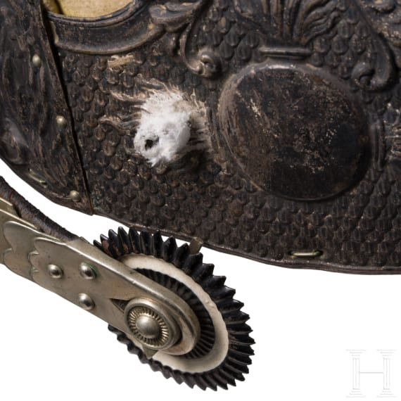 A Prussian fusilier cap model 1894 for enlisted men in the 1st Guard Regiment on Foot, II Battalion
