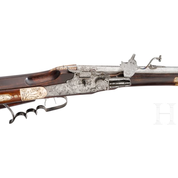 A wheellock rifle by C. Kleiner in Namur, Belgium, circa 1720