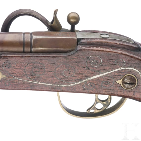 A German pocket matchlock pistol, collector's replica, 20th century