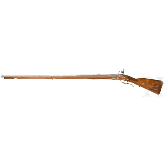 A flintlock rifle with damascened Ottoman barrel, Krause in Mitau (LVA), circa 1735