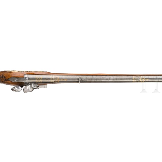 A flintlock rifle with damascened Ottoman barrel, Krause in Mitau (LVA), circa 1735