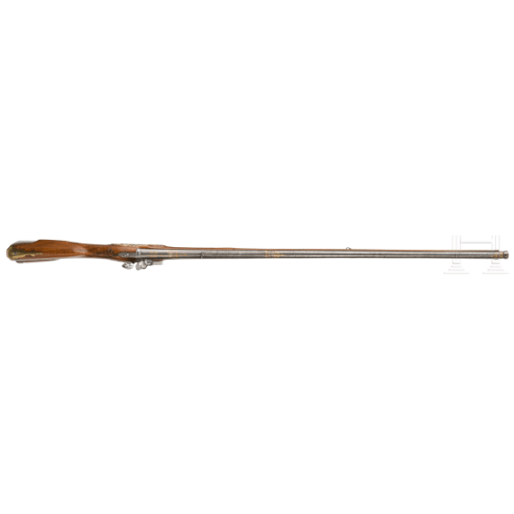 A flintlock rifle with damascened Ottoman barrel, Krause in Mitau (LVA), circa 1735