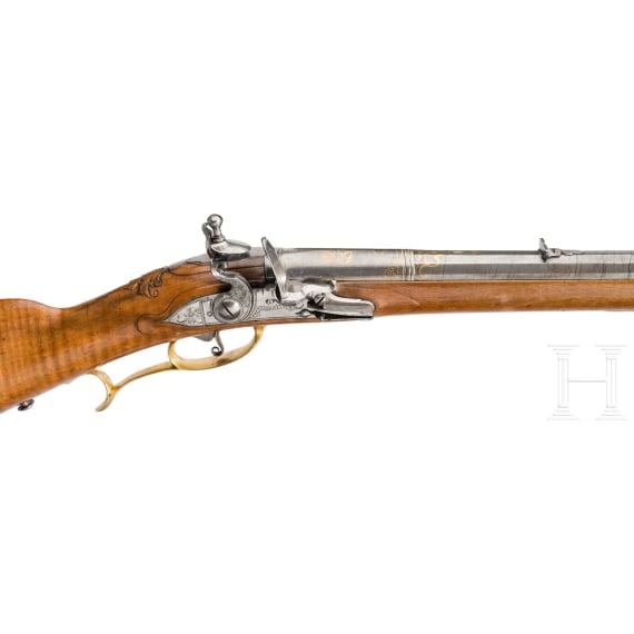 A flintlock rifle with damascened Ottoman barrel, Krause in Mitau (LVA), circa 1735