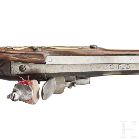 A flintlock shotgun, Ponsin in Li&egrave;ge, 18th century
