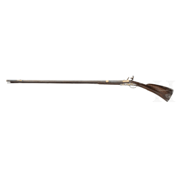A distinguished French flintlock shotgun by Jean Baptiste Laroche, Arquebusier du Roi Louis XV, Paris, ca. 1750