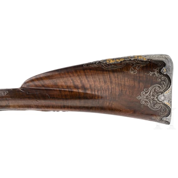 A distinguished French flintlock shotgun by Jean Baptiste Laroche, Arquebusier du Roi Louis XV, Paris, ca. 1750
