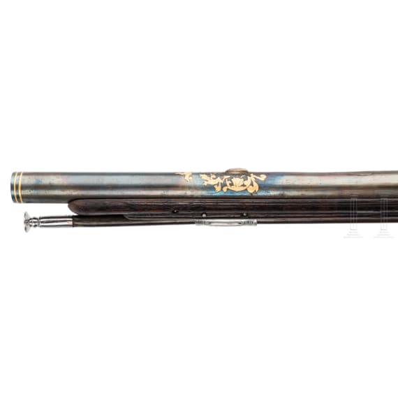 A distinguished French flintlock shotgun by Jean Baptiste Laroche, Arquebusier du Roi Louis XV, Paris, ca. 1750