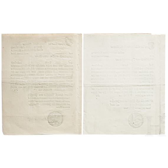 General Alexander von Knobelsdorff (1723&ndash;1799) &ndash; two autographs, dated 1785 and 1790