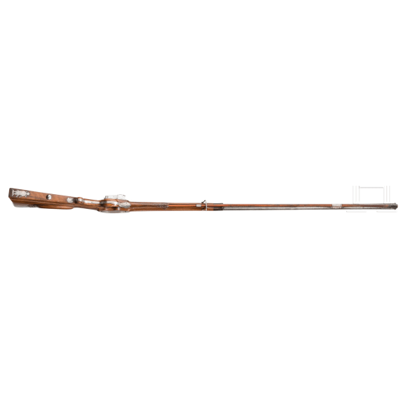 A fine silver-mounted Miquelet rifle with an Ottoman barrel, ca. 1760