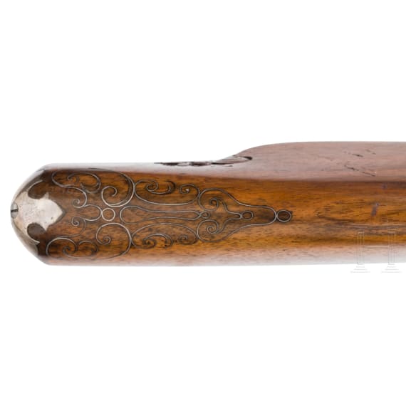 A fine silver-mounted Miquelet rifle with an Ottoman barrel, ca. 1760