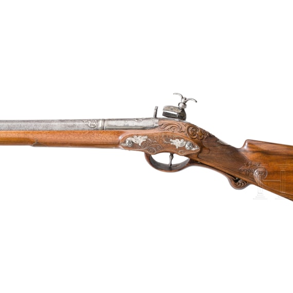 A fine silver-mounted Miquelet rifle with an Ottoman barrel, ca. 1760