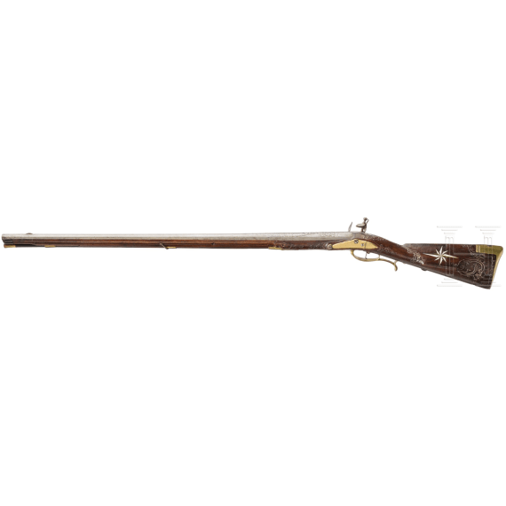 A Dutch flintlock shotgun with earlier engraved barrel by Johann Jakob Behr in Maastricht, circa 1760