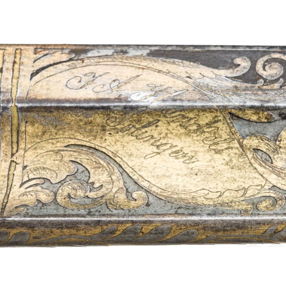 An old-style sword for Prussian infantry officers as an officer's gift, dated 1853