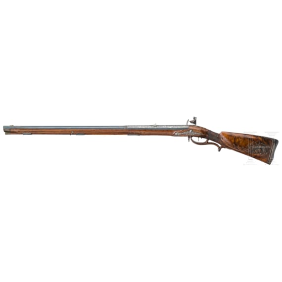 A deluxe flintlock rifle for oval bullets by J.G. Biesse of Helmstedt, circa 1770/80