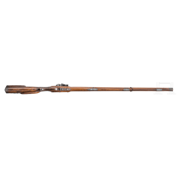 A deluxe flintlock rifle for oval bullets by J.G. Biesse of Helmstedt, circa 1770/80